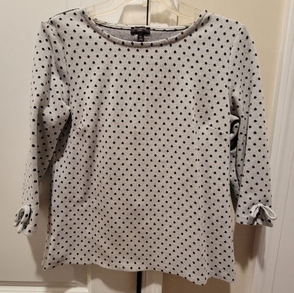 Talbots Tops - Talbots Black and Silver Polka Dot Top